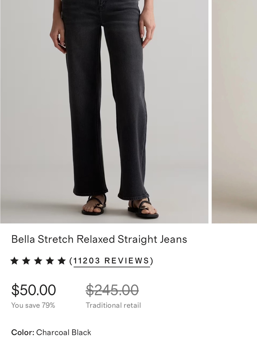 Quince Relaxed Straight Jeans - Charcoal Black